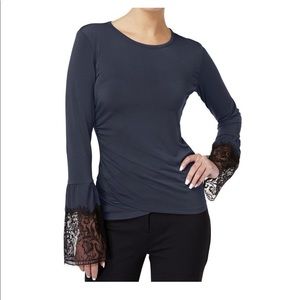 Kobi Miley Lace Trim Bell Sleeve Blouse